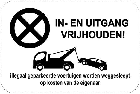 Geen parkeerborden “In- en uitgang vrijhouden!” (Geen parkeren) als sticker EW-PARKEN-12700-V-88