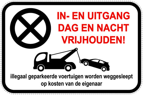 Parkeerverbodsborden (parkeren verboden) wit als sticker EW-PARKEN-12800-V-0