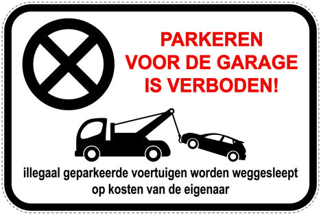 Parkeerverbodsborden (parkeren verboden) wit als sticker EW-PARKEN-13000-V-0