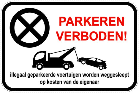 Parkeerverbodsborden (parkeren verboden) wit als sticker EW-PARKEN-13200-V-0