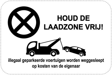 Geen parkeerborden “Houd de laadzone vrij!” (Niet parkeren) als sticker EW-PARKEN-13300-V-88