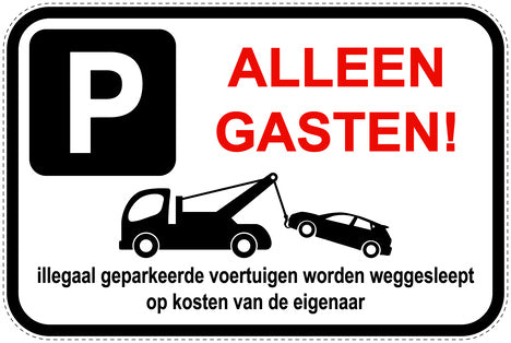 Parkeerverbodsborden (parkeren verboden) wit als sticker EW-PARKEN-13500-V-0