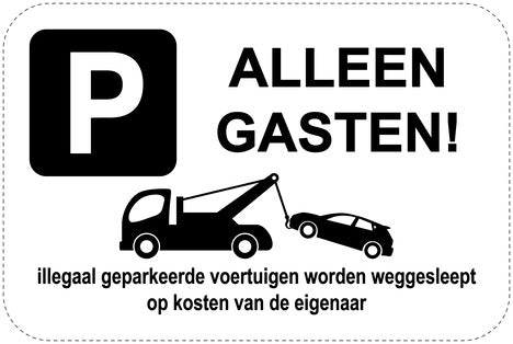 Geen parkeerborden "Alleen gasten!" (Geen parkeren) als sticker EW-PARKEN-13500-V-88