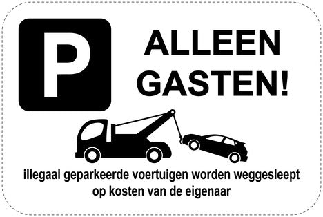 Geen parkeerborden "Alleen gasten!" (Geen parkeren) als sticker EW-PARKEN-13500-V-88