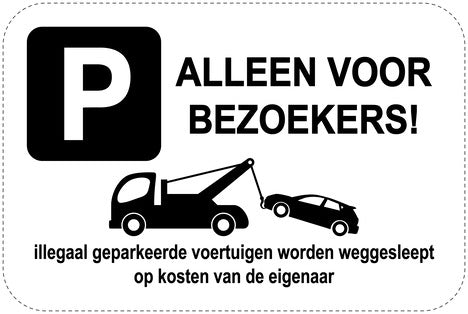 Geen parkeerborden "Alleen voor Bezoekers!" (Geen parkeren) als sticker EW-PARKEN-14000-V-88