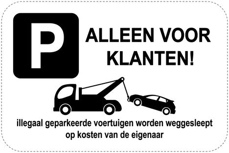 Geen parkeerborden “Alleen voor klanten!” (Geen parkeren) als sticker EW-PARKEN-14100-V-88