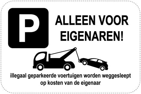 Geen parkeerborden “Alleen voor eigenaren!” (Geen parkeren) als sticker EW-PARKEN-14200-V-88