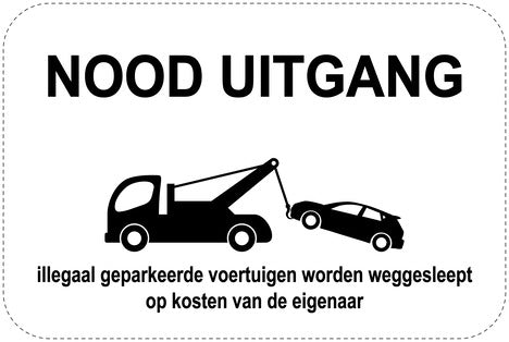 Geen parkeerborden “noodroute uitgang!” (Geen parkeren) als sticker EW-PARKEN-14400-V-88