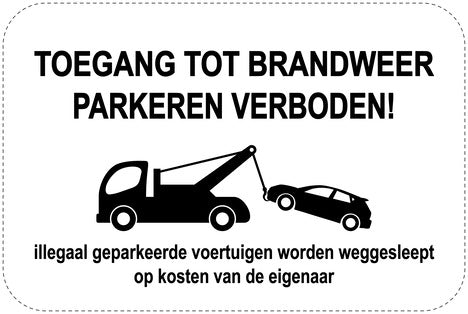 Geen parkeerborden “Toegang brandweer, parkeren verboden!” (Geen parkeren) als sticker EW-PARKEN-14500-V-88