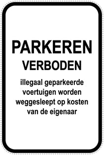 Parkeerverbodsborden (parkeren verboden) wit als sticker EW-PARKEN-21400-H-0