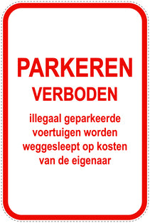 Parkeerverbodsborden (parkeren verboden) rood als sticker EW-PARKEN-21400-H-14