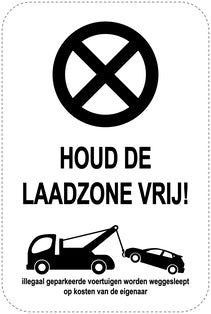 Geen parkeerborden “Houd de laadzone vrij!” (Niet parkeren) als sticker EW-PARKEN-23300-H-88
