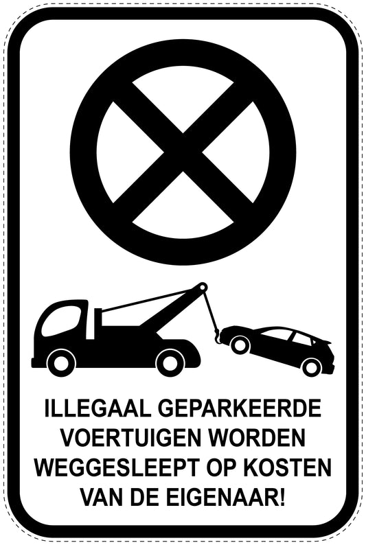 Parkeerverbodsborden (parkeren verboden) wit als sticker EW-PARKEN-23400-H-0