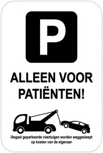 Geen parkeerborden “Alleen voor patiënten” (parkeren verboden) als sticker EW-PARKEN-23600-H-88