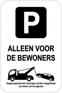 Geen parkeerborden “Alleen voor de bewoners” (parkeren verboden) als stickerEW-PARKEN-23900-H-88