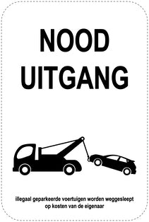 Geen parkeerborden “Nood Uitganag!” (Niet parkeren) als sticker EW-PARKEN-24400-H-88