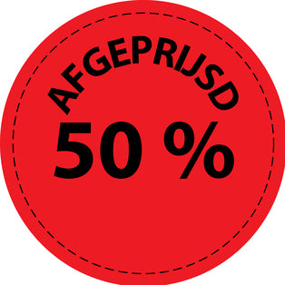 Promotiesticker Aanbiedingssticker speciale aanbiedingssticker " Afgeprijsd 50% " 10-60 cm EW-PR-3050