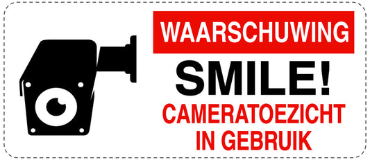 Geen toegang - videobewaking "Waarschuwing smile! cameratoezicht in gebruik" 10-40 cm EW-RESTRICT-1060