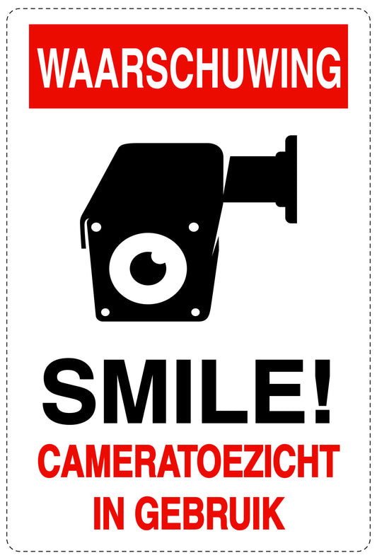 Geen toegang - videobewaking "Waarschuwing smile! cameratoezicht in gebruik" 10-40 cm EW-RESTRICT-2060