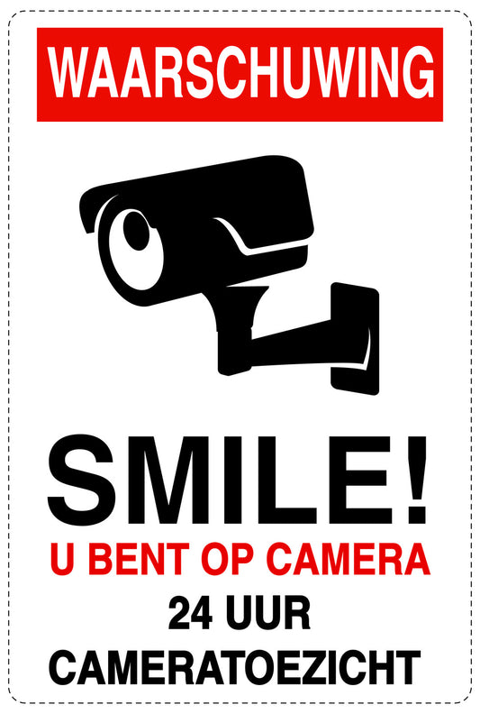 Geen toegang - videobewaking "Waarschuwing smile! u bent op camera cameratoezicht" 10-40 cm EW-RESTRICT-2300