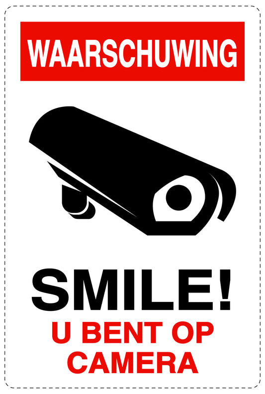 Geen toegang - videobewaking "Waarschuwing smile! u bent op camera" 10-40 cm EW-RESTRICT-2330