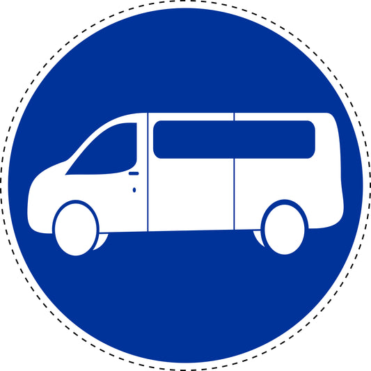 Gebodenstickers  "Weg gereserveerd voor reguliere verkeersvoertuigen" gemaakt van PVC-kunststof, ES-SIM1160