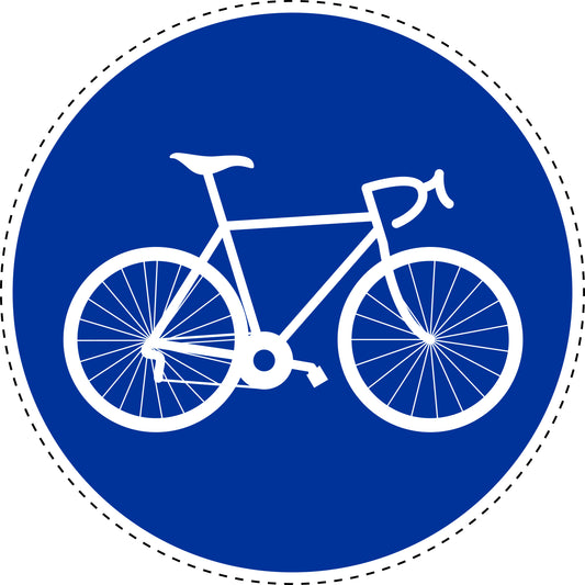 Verplichte sticker "Track of riem voor fietsen" gemaakt van PVC-kunststof, ES-SIM1210