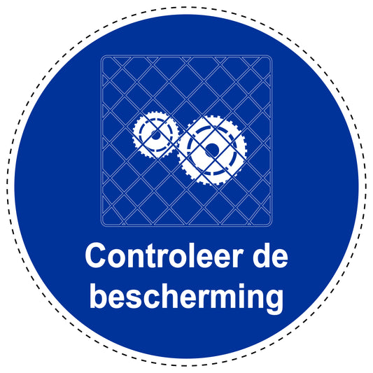 Gebodenstickers "controleer de bescherming " gemaakt van PVC-kunststof, ES-SIM1320