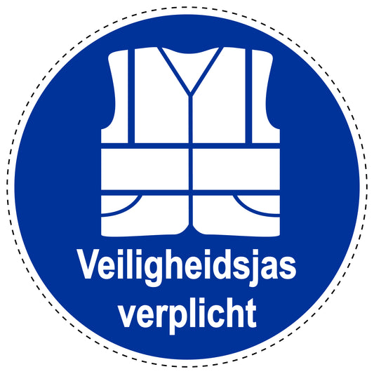Gebodenstickers "veiligheidsjas verplicht" gemaakt van PVC-kunststof, ES-SIM1360