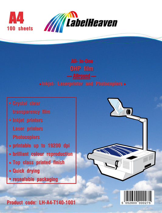 100 vel A3 overheadfolie LH-A3-T140-100 (OHP) folie transparant-kristalhelder voor inkjetprinters
