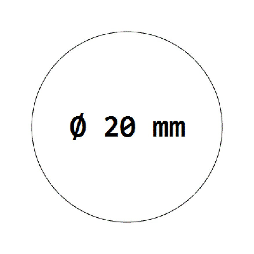 Dunne sluitetiketten 20 mm rond van transparante folie, zelfklevend op rol LO-VPETS-20 / ES-VPETS-20