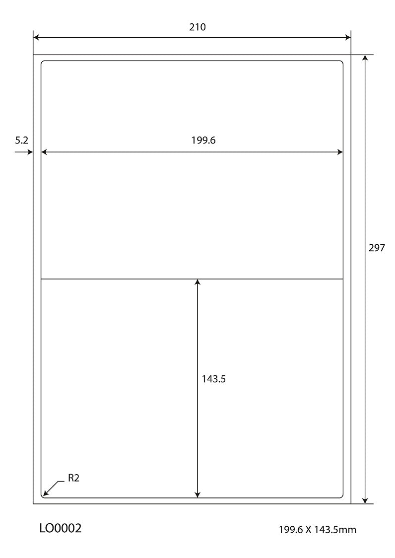 200 stickers 199,6x143,5mm bedrukt volgens uw wensen mat of glanzend ES-0002