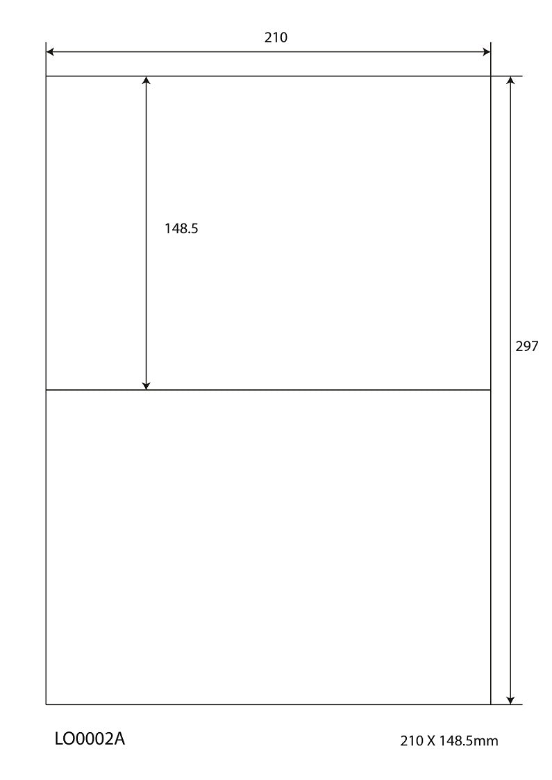 200 universele etiketten 210x148,5mm, op 100 Din A4 vellen, mat, zelfklevend LO-0002-A-70