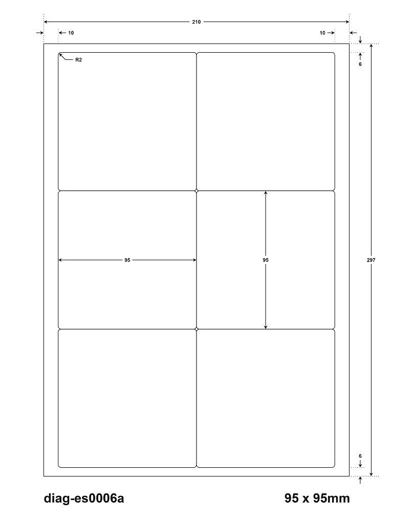 600 universele etiketten 95x95mm, op 100 Din A4 vellen, glanzend, zelfklevend LO-0006-A-80