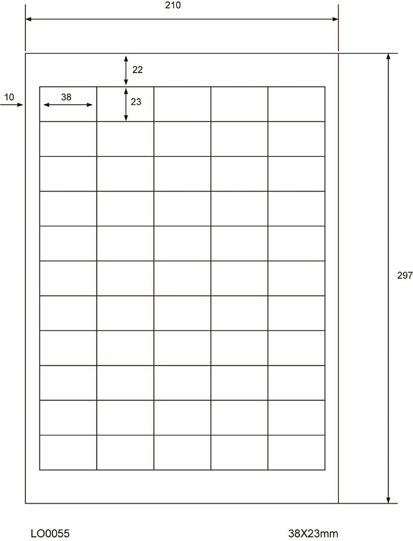 5500 universele etiketten 38x23mm, op 100 Din A4 vellen, mat, zelfklevend LO-0055-70