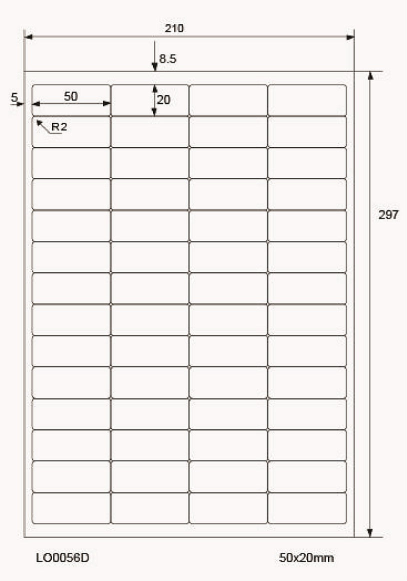 5600 universele etiketten 50x20mm, op 100 Din A4 vellen, mat, zelfklevend LO-0056-D-70