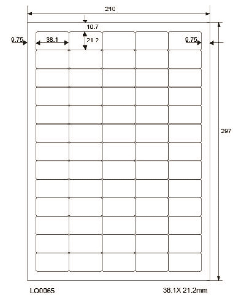 6500 universele etiketten 38,1x21,2mm, op 100 Din A4 vellen, mat, zelfklevend LO-0065-70
