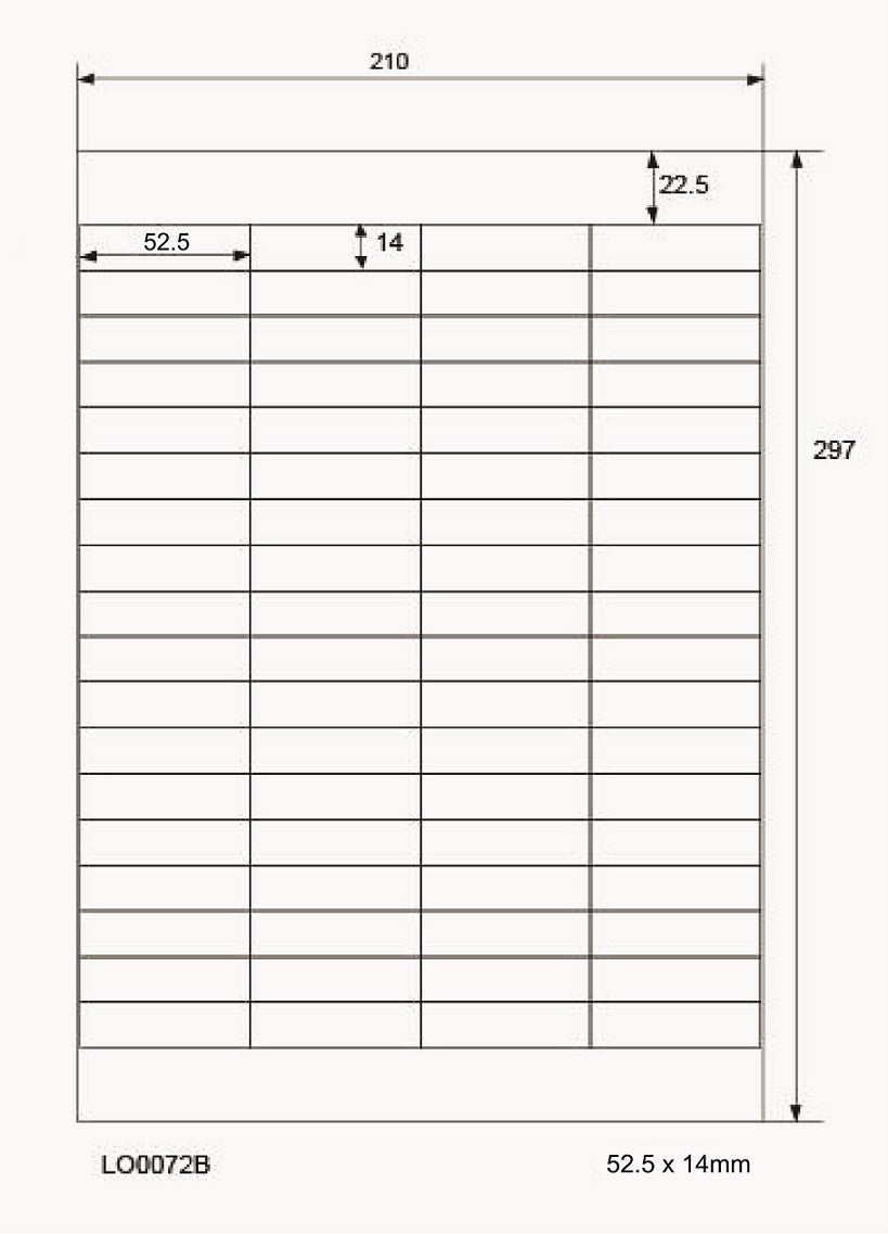 7200 universele etiketten 52,5x14mm, op 100 Din A4 vellen, mat, zelfklevend LO-0072-B-70