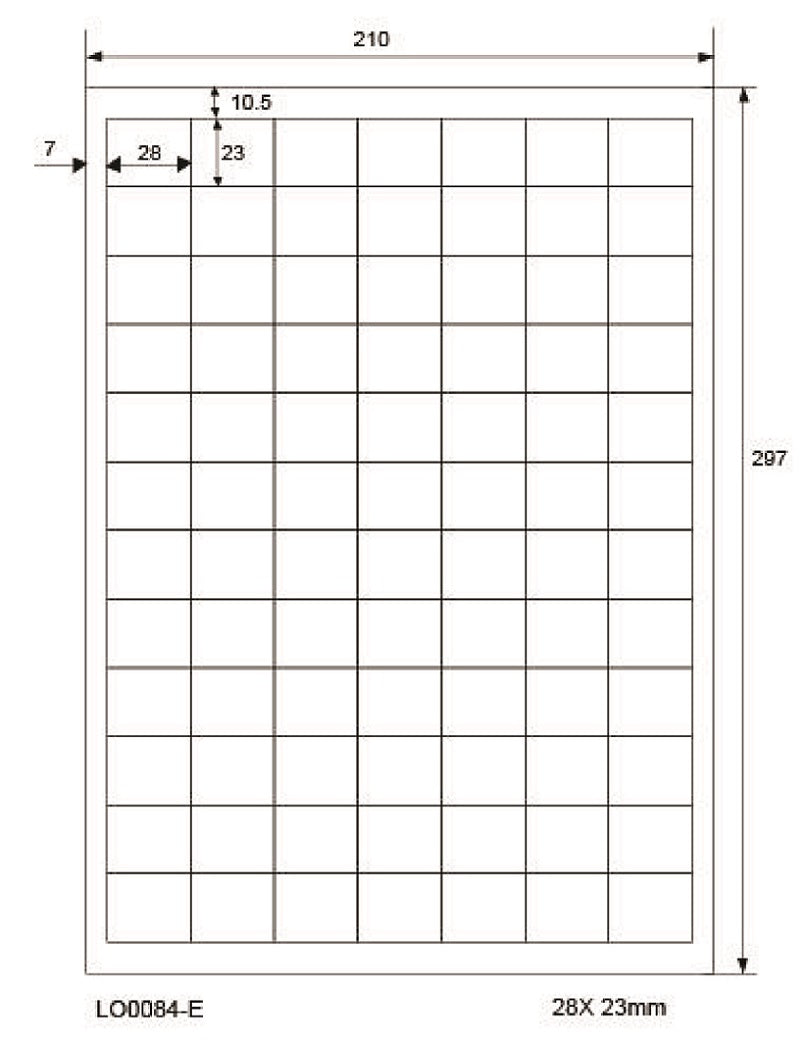 8400 universele etiketten 28x23mm, op 100 Din A4 vellen, glanzend, zelfklevend LO-0084-E-80