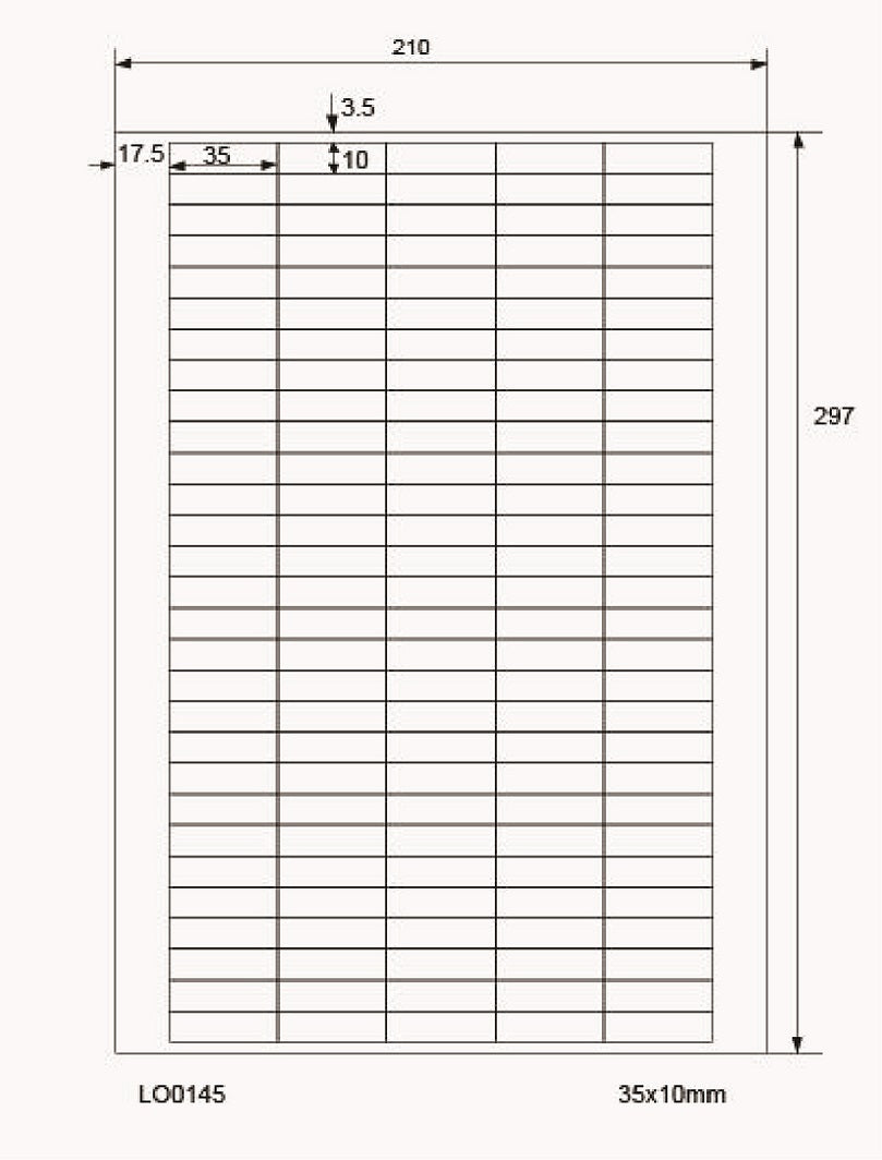 14500 universele etiketten 35x10mm, op 100 Din A4 vellen, mat, zelfklevend LO-0145-70