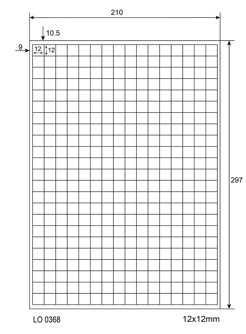 36800 universele etiketten 12x12mm, op 100 Din A4 vellen, mat, zelfklevend LO-0368-70