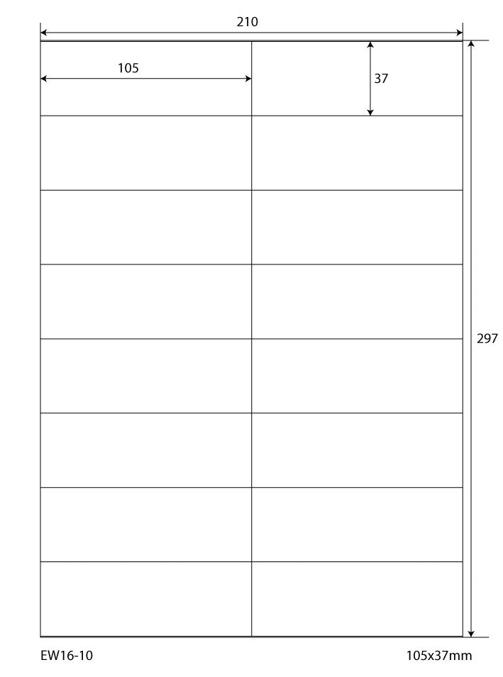1600 Folienetiketten 105x37mm, op 100 vellen Din A4, mat, zelfklevend