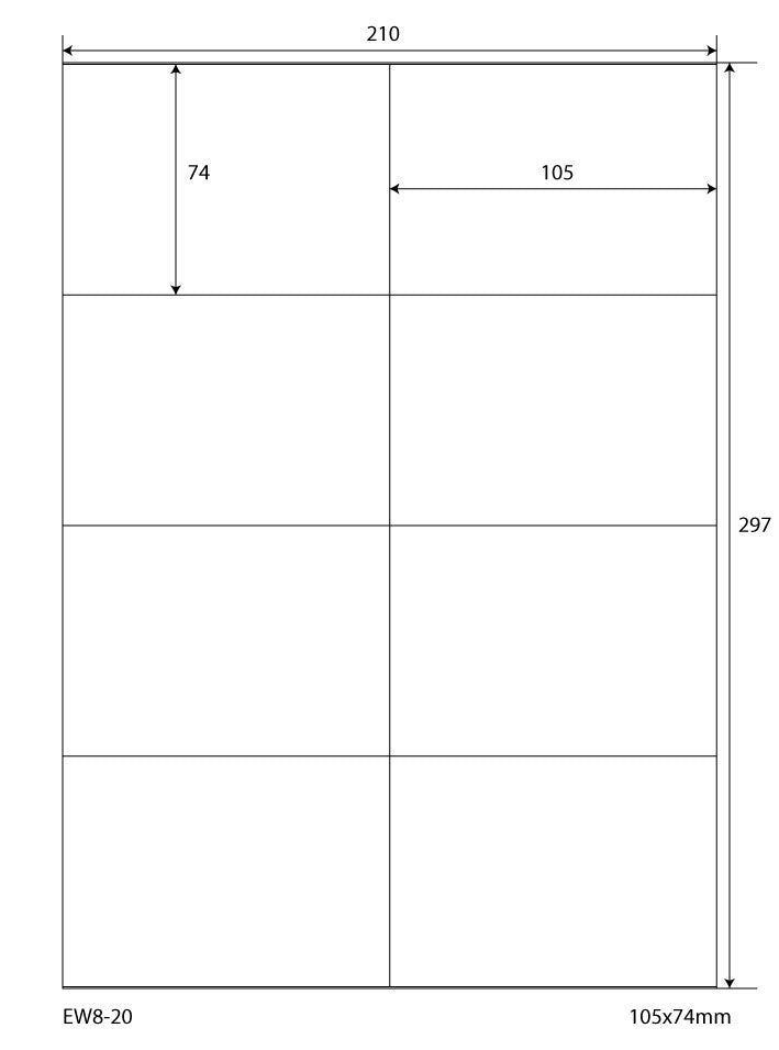 800 Folienetiketten 105x74mm, op 100 vellen Din A4, mat, zelfklevend