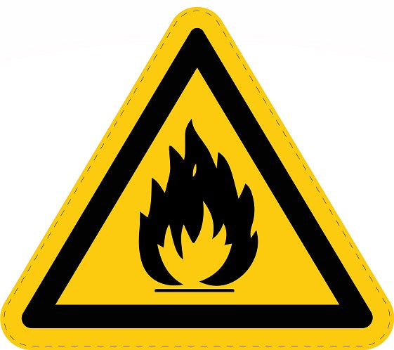 1 stuk waarschuwingssticker "Waarschuwing voor brandbare stoffen" gemaakt van PVC-kunststof, ES-SIW-001