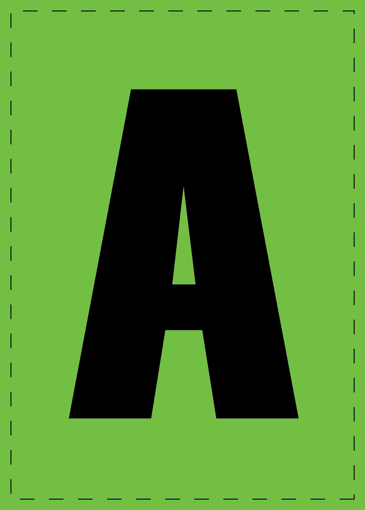 Letter A zelfklevende letters en cijferstickers zwart lettertype groen achtergrond ES-BGPVC-A-67