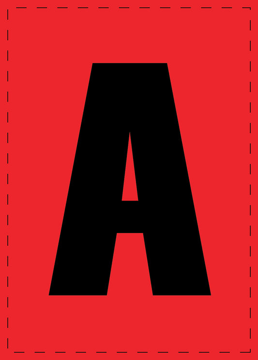 Letter A zelfklevende letters en cijferstickers zwart lettertype Rood achtergrond ES-BGPVC-A-14