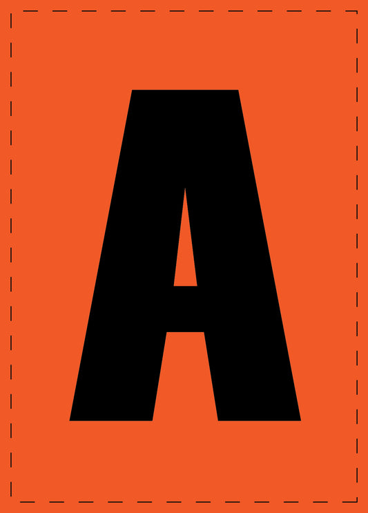 Letter A zelfklevende letters en cijferstickers zwart lettertype Oranje achtergrond ES-BGPVC-A-8