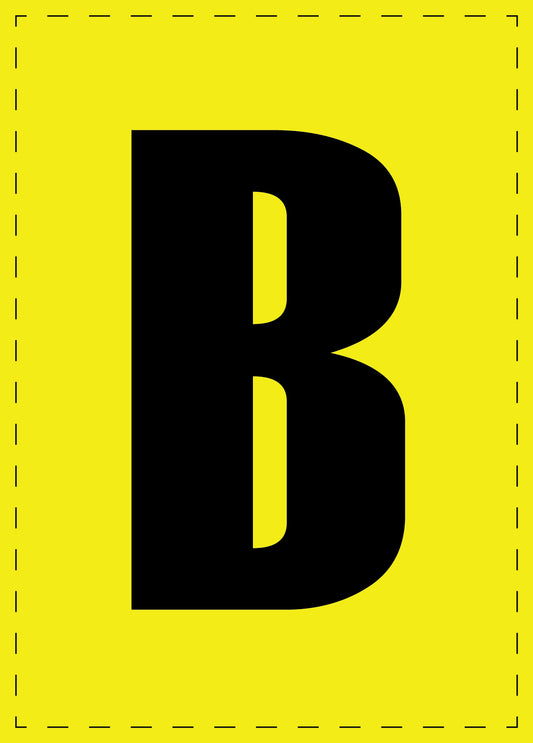 Letter B zelfklevende letters en cijferstickers zwart lettertype gele achtergrond ES-BGPVC-B-3
