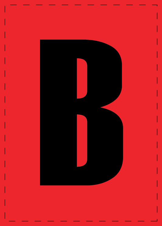 Letter B zelfklevende letters en cijferstickers zwart lettertype Rood achtergrond ES-BGPVC-B-14