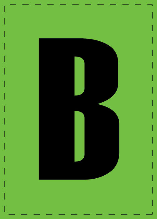 Letter B zelfklevende letters en cijferstickers zwart lettertype groen achtergrond ES-BGPVC-B-67